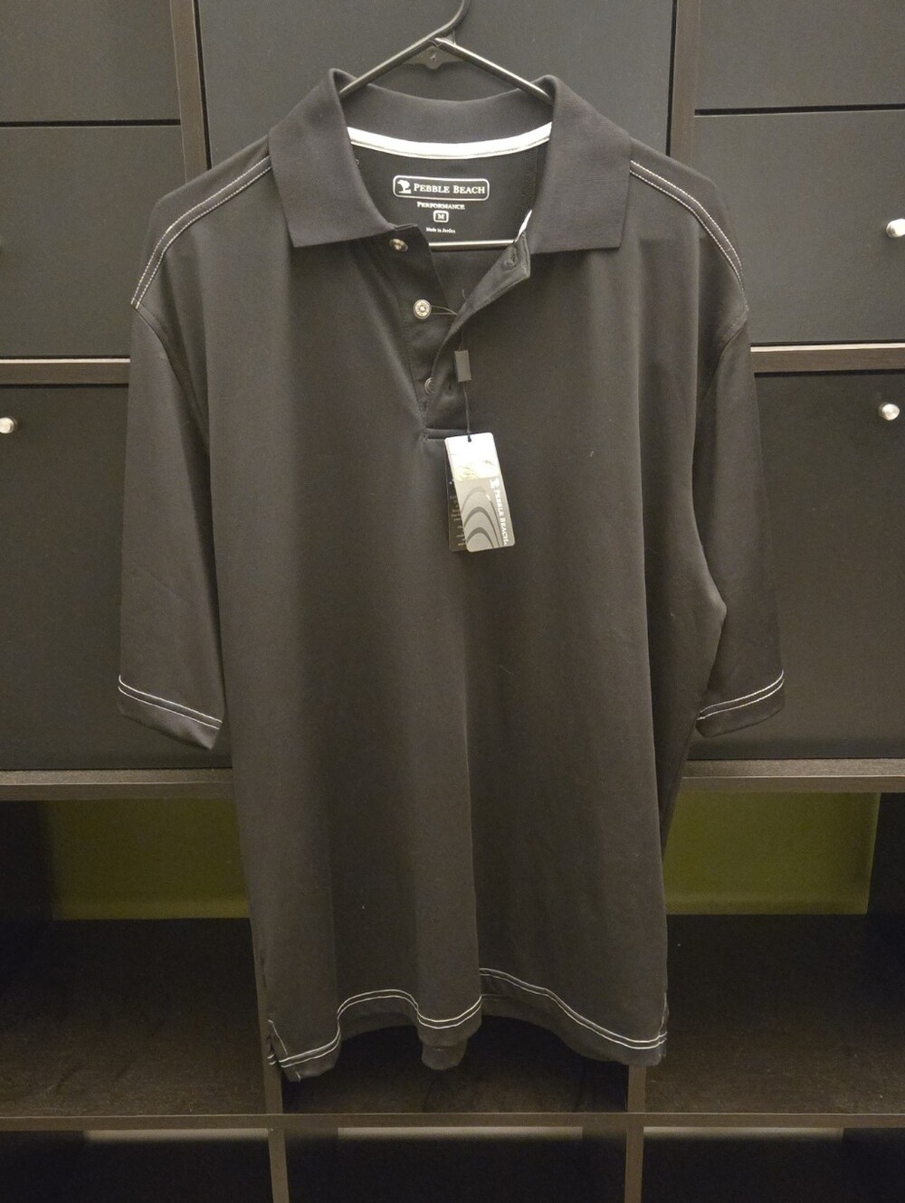 Men's bble Beach Performance Black Men’s Polo Golf Shirt SZ M NEW
